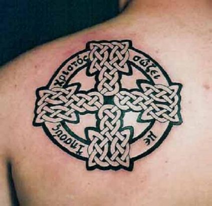 Celtic Knot Cross Tattoo On Left Shoulder Balde